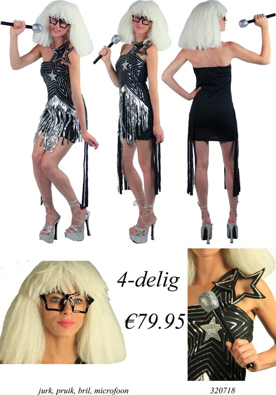moord fabriek Seminarie Disco jurk, Lady Gaga, maat XS, compleet verkleden, inclusief accessoires |  bol.com