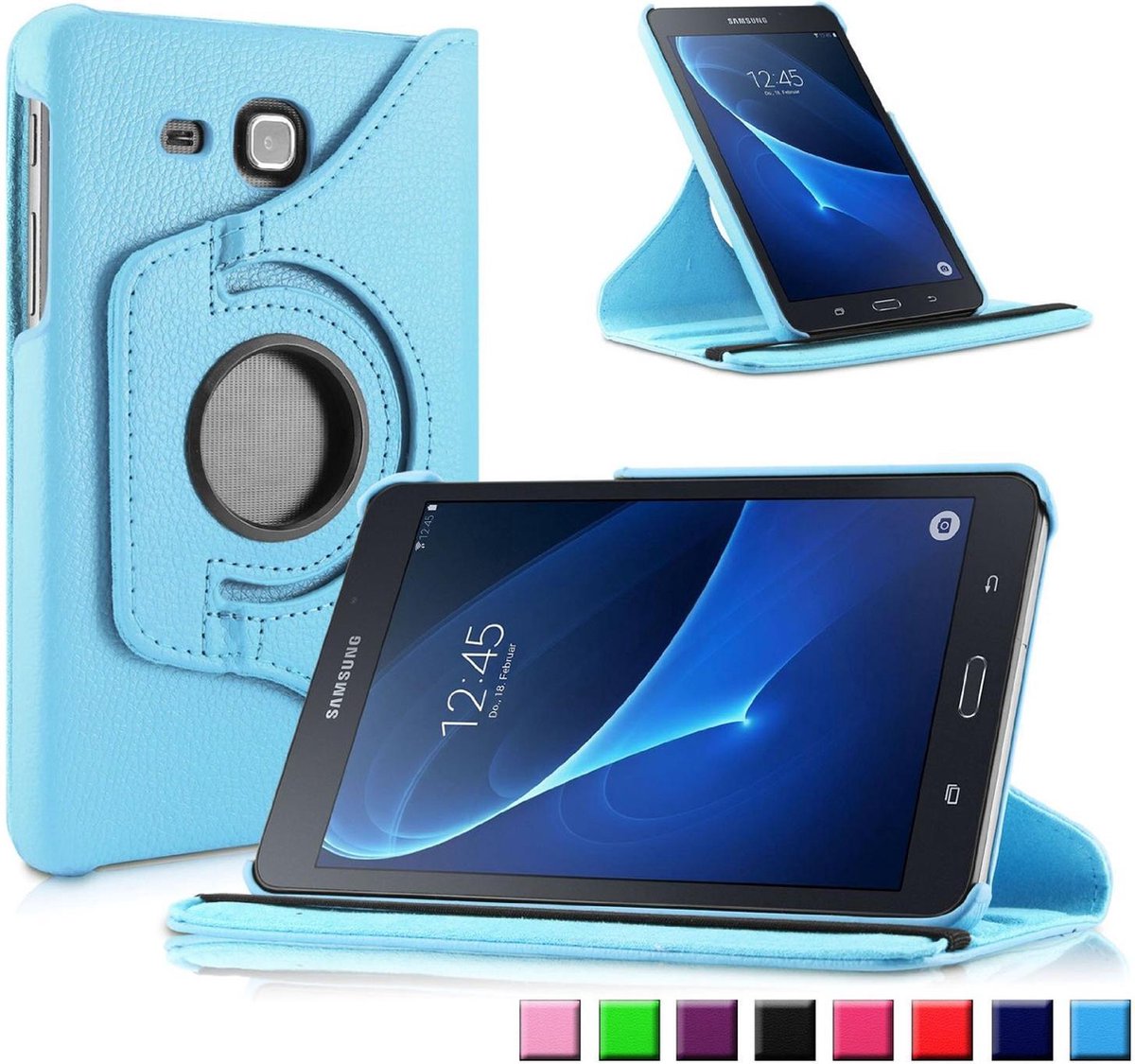 Xssive Tablet Hoes Case Cover 360° draaibaar voor Samsung Galaxy Tab A 7 inch T280 T285 Licht Blauw