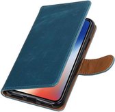 Pull Up TPU PU Leder Bookstyle voor iPhone X Blauw