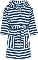 Blauwe/witte badjas/ochtendjas met strepen print voor kinderen - Playshoes kinder fleecebadjas 134/140 (9-10 jr)