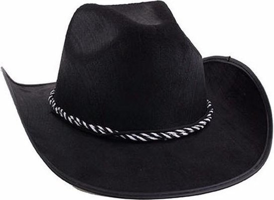 Zwarte cowboyhoeden met koord voor volwassenen. Carnaval en verkleed  hoeden. Western,... | bol.com