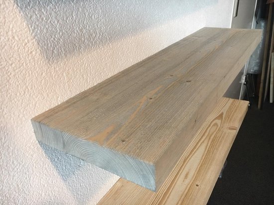 Zwevende houten wandplank boekenplank barnwood rustiek landelijk grijs 125  cm rustic style | bol.com