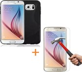 Comutter Silicone hoesje Samsung Galaxy S6 zwart met tempered glas screenprotector