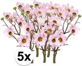 5x licht roze margriet tak 44 cm - kunstbloemen