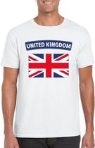 T-shirt met Groot Brittannie/ Engelse vlag wit heren S