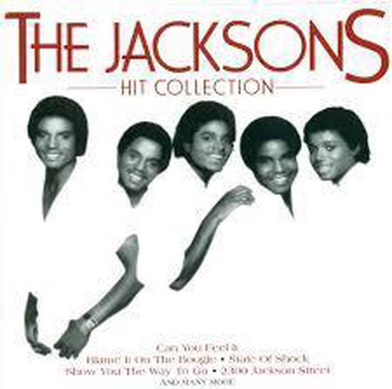 Albumhoes met de vijf gebroeders Jackson, getiteld "THE JACKSONS HIT COLLECTION".