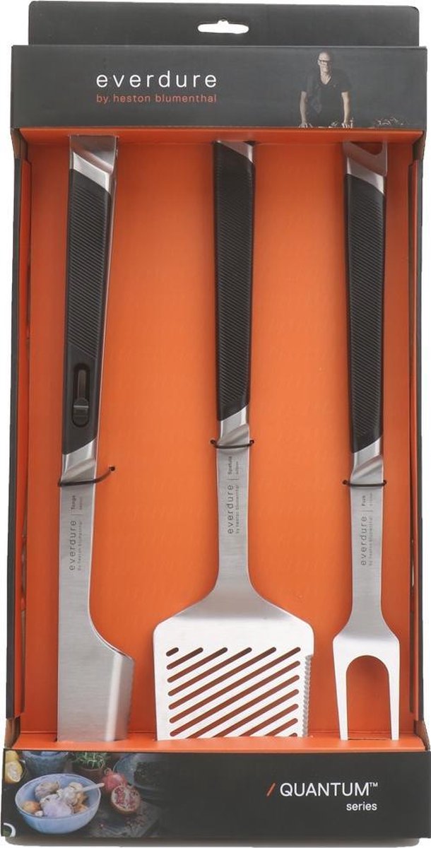 Everdure Premium Gereedschapset Groot - Barbecue Tools - RVS - Set van 3 Stuks - Zilver