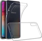 Samsung Galaxy A70 Hoesje + Screenprotector Full-Screen - Transparant Soft TPU Siliconen Gel Case met Tempered Glass Gehard Glas