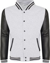 Letterman jacket, Kleur Heather Grey / Jet Black, Maat XS
