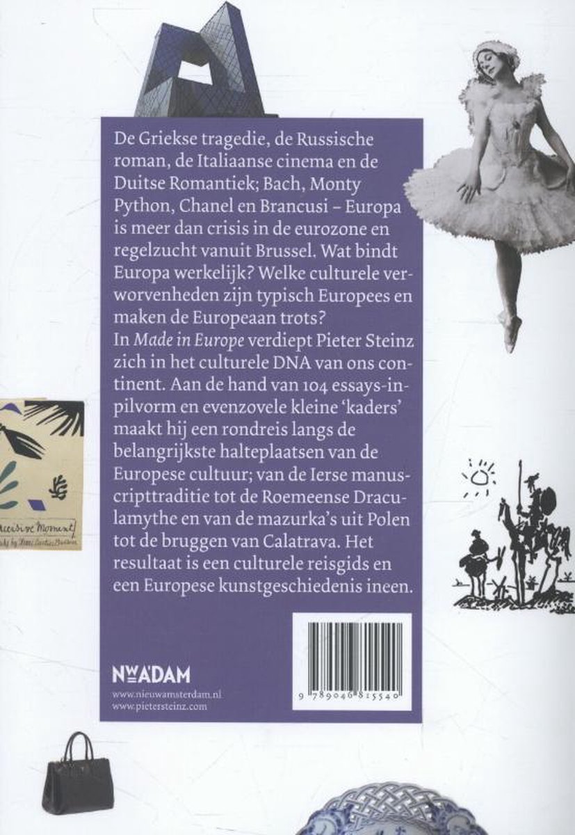 Boekomslag met tekst 'De Griekse tragedie...' en afbeeldingen van een ballerina, een tas, en gestileerde figuren.