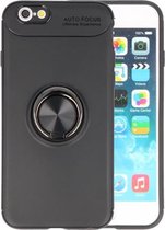 Zwart Zacht TPU met Ringhouder hoesje voor Apple iPhone 6 / 6s