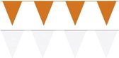 Witte/Oranje feest punt vlaggetjes pakket - 200 meter - vlaggenlijn/ slinger