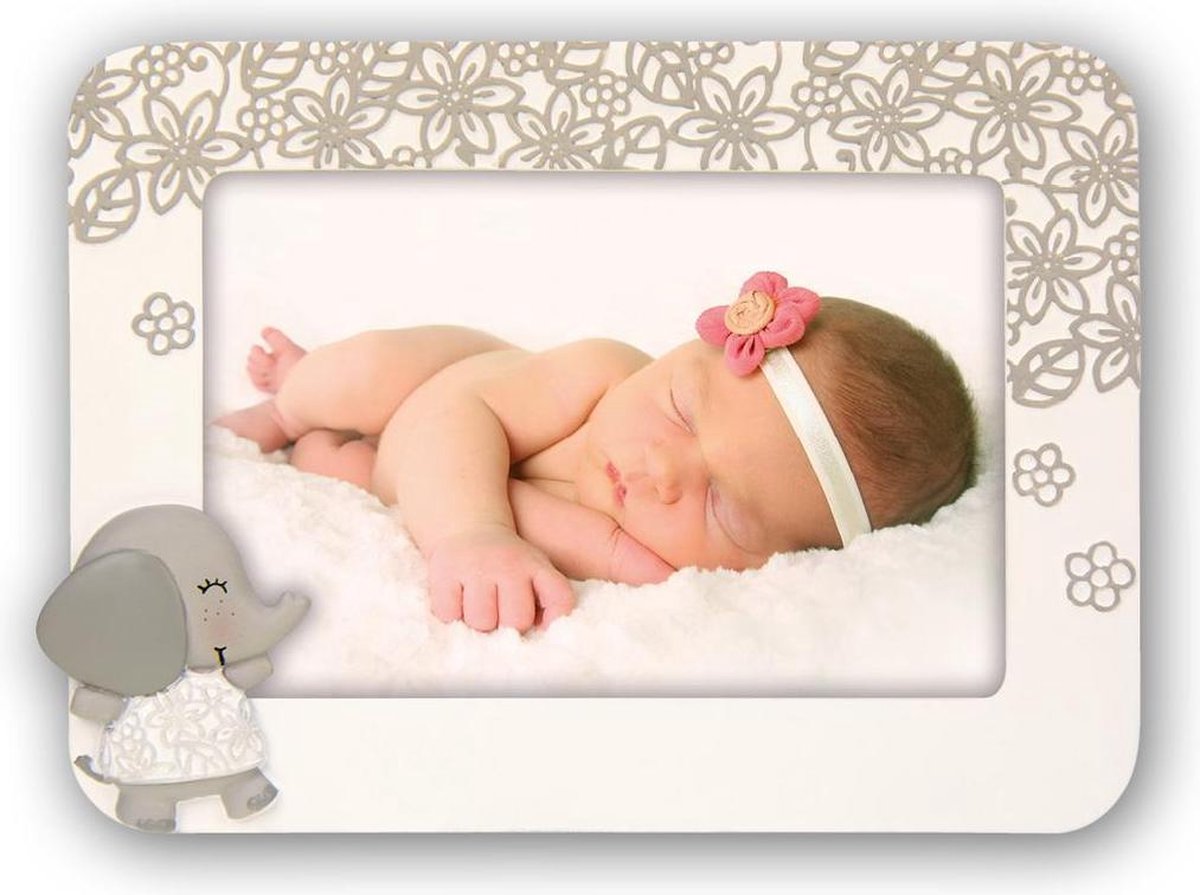 Zep Fotolijst met Olifantje Rocco voor foto formaat 10x15 - EE4146 Beige;Wit