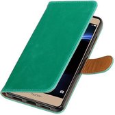Zakelijke Book Case Telefoonhoesje Geschikt voor de Huawei Honor V8 - Portemonnee Hoesje - Pasjeshouder Wallet Case - Groen