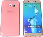 Samsung Galaxy S6 Edge Plus, 0.35mm Ultra Thin Matte Soft Back Skin case Transparant Rood Roze Red Pink