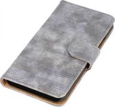 Lizard Bookstyle Wallet Case Hoesjes voor LG Joy H220 Grijs