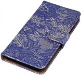 Lace Bookstyle Wallet Case Hoesjes voor Sony Xperia X Performance Blauw