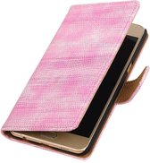 Lizard Bookstyle Wallet Case Hoesjes voor Galaxy C5 Roze