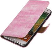 Lizard Bookstyle Wallet Case Hoesjes voor Galaxy E7 Roze