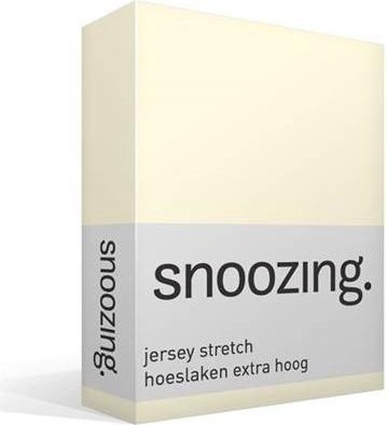 Snoozing Jersey Stretch - Hoeslaken - Extra Hoog - Eenpersoons - 90/100x200/220 cm - Ivoor