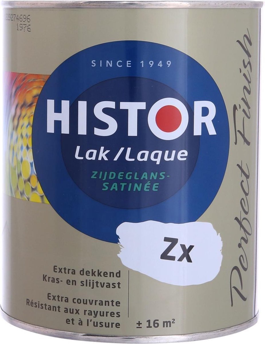 Histor Perfect Finish Zijdeglans Lak Alkyd RAL9005 Gitzwart 2,5 Liter