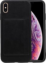 Staand Back Cover 1 Pasjes voor iPhone XS Max Zwart