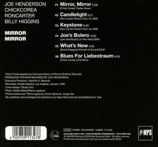 Joe Henderson Mirror,Mirror (CD), Joe Henderson CD (album) Muziek