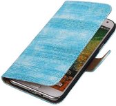 Lizard Bookstyle Wallet Case Hoesjes voor Galaxy E5 Turquoise
