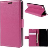 Litchi Cover wallet case hoesje Huawei Ascend P8 roze