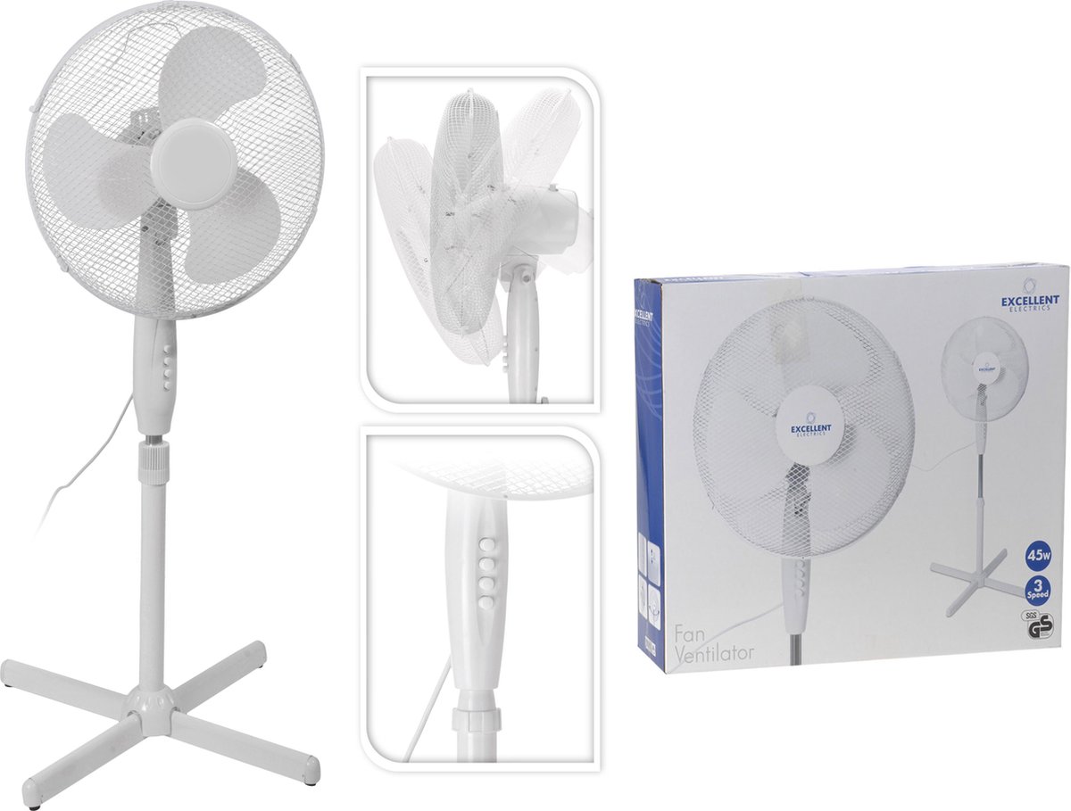 Excellent Electrics - Staande ventilator 40cm Wit (45W) | bol.com