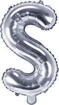 Folie ballon, 35 cm zilver Letter S