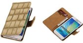Beige Croco Samsung Galaxy A3 Hoesje Book/Wallet Case/Cover