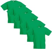 5 Fruit of the Loom Original Kids T-shirt 5 stuks groen maat 164