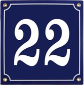Emaille huisnummer blauw nr. 22