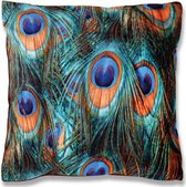Sierkussen Veren Pauw 40 x 40 cm Heerlijk zacht fluweel - Kussen met ritssluiting incl. polyester vulling