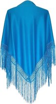 Spaanse manton  - omslagdoek - blauw effen bij verkleedkleding of flamenco jurk