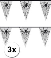 Halloween - 3x Spinnenweb vlaggenlijn / slinger 6 meter - Halloween versiering