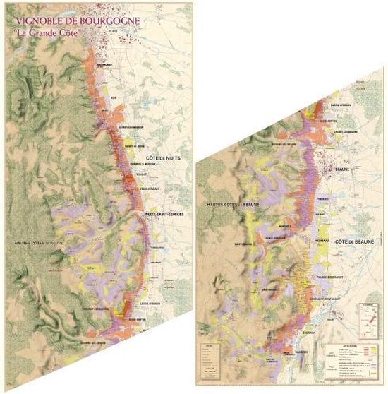 Kaart des Vignobles de BOURGOGNE  poster 44X13cm