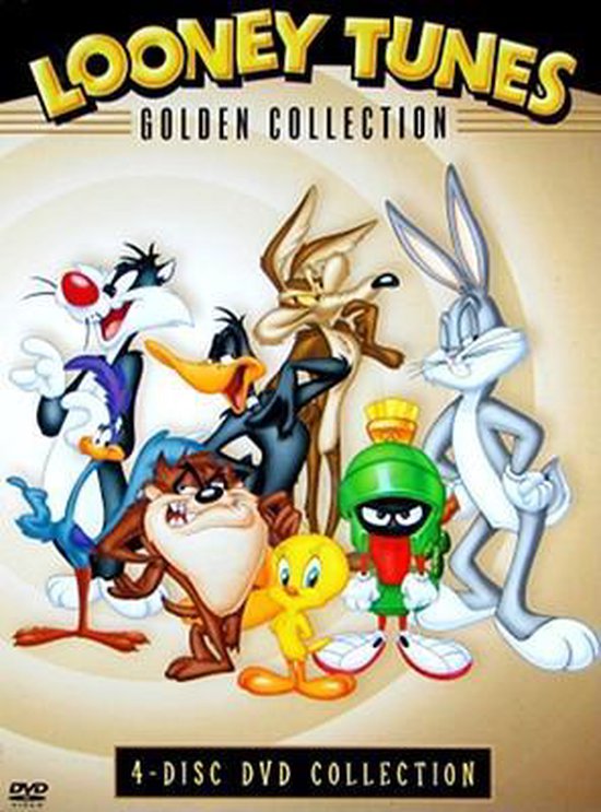 Looney Tunes Golden Collection 4-disc DVD-collectie met Bugs Bunny, Daffy Duck, Sylvester, Tweety, Taz, Marvin de Marsiaan, Wile E. Coyote en Road Runner.