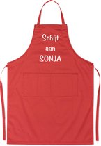 Mijncadeautje - Luxe schort - Schijt aan Sonja - rood