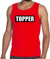 Topper  in kader tanktop heren rood  / mouwloos shirt Topper in zwarte balk - heren M