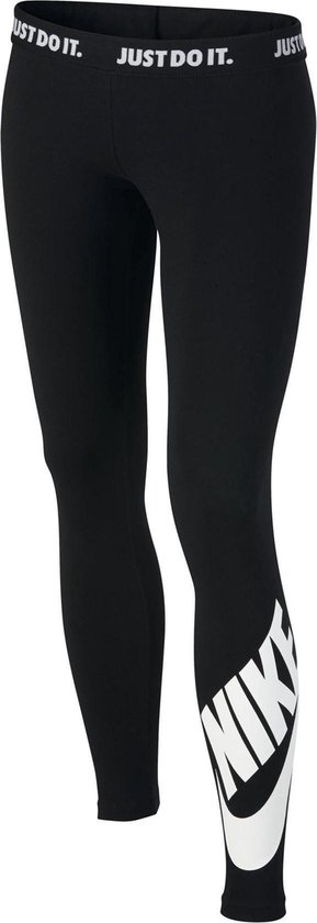 Nike Leg-A-See Legging Meisjes Hardloopbroek - Maat M - Unisex - zwart/wit  | bol.com