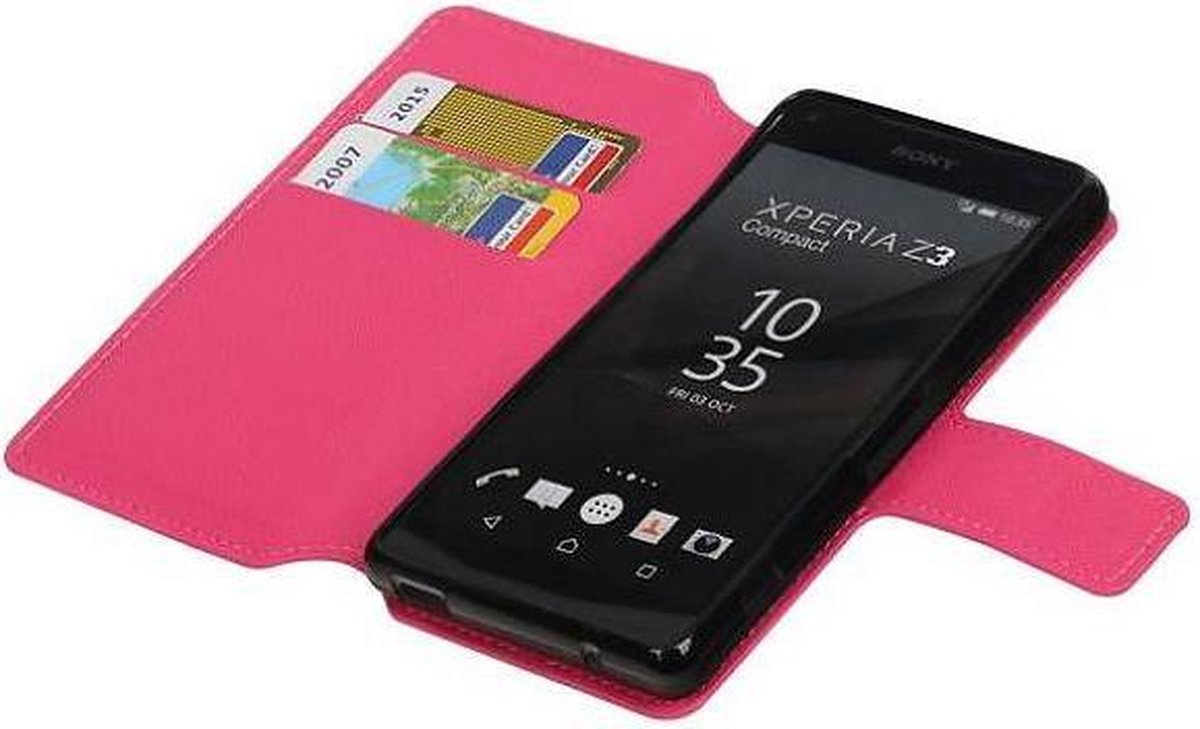 Cross Pattern TPU Bookstyle Wallet Case Hoesje voor Xperia X Compact Roze