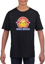 Zwart Groot Brittannie/ Engeland supporter kampioen shirt kind M (134-140)