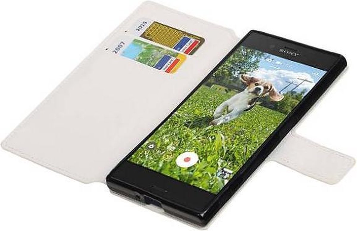 Cross Pattern TPU Bookstyle Wallet Case Hoesje Geschikt voor Xperia X Z Wit