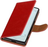 BestCases.nl Etui portefeuille rouge Pull-Up PU Booktype pour Sony Xperia X Compact