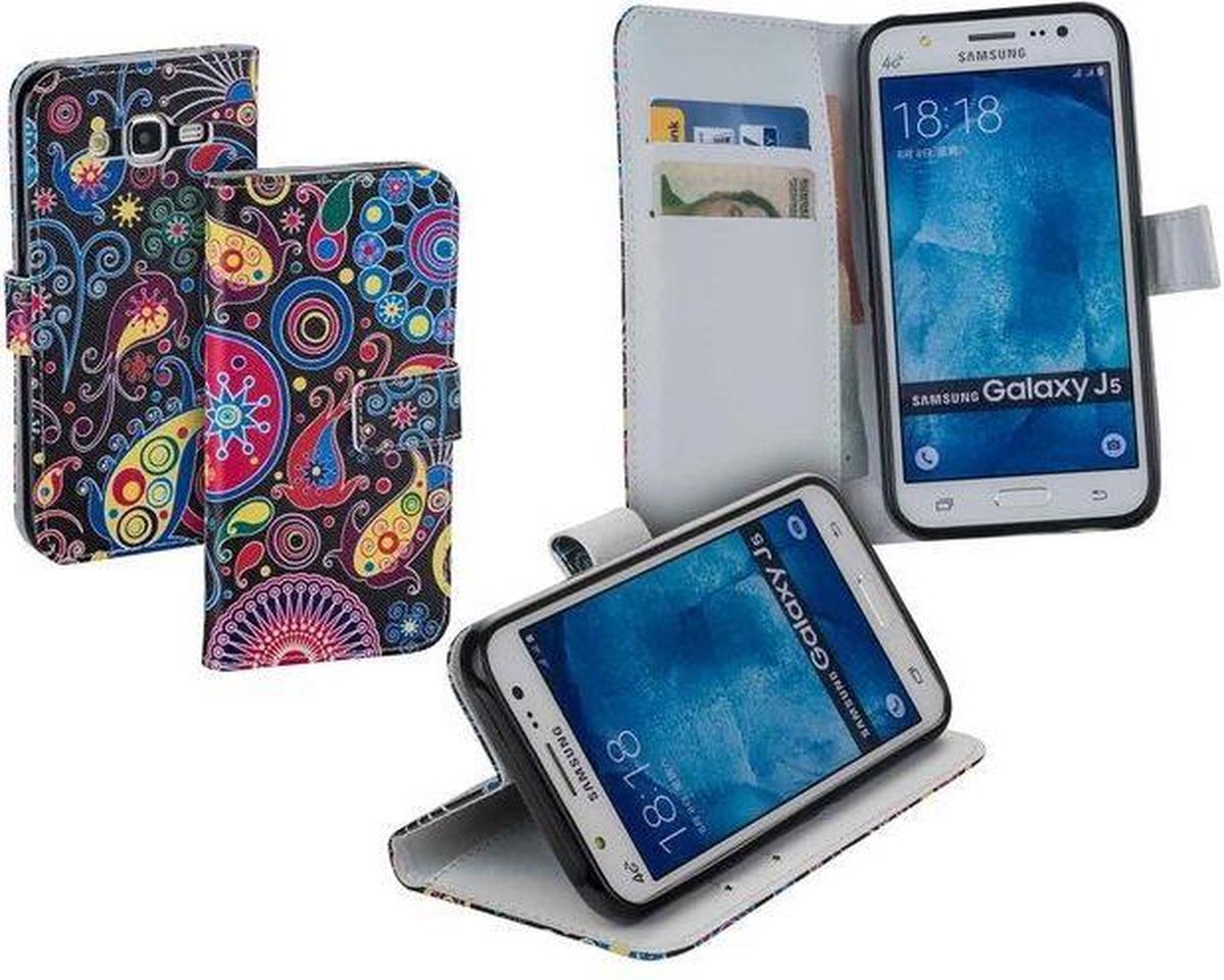 Fantasie design TPU bookcase Smartphonehoesje voor Samsung Galaxy J5 wallet case