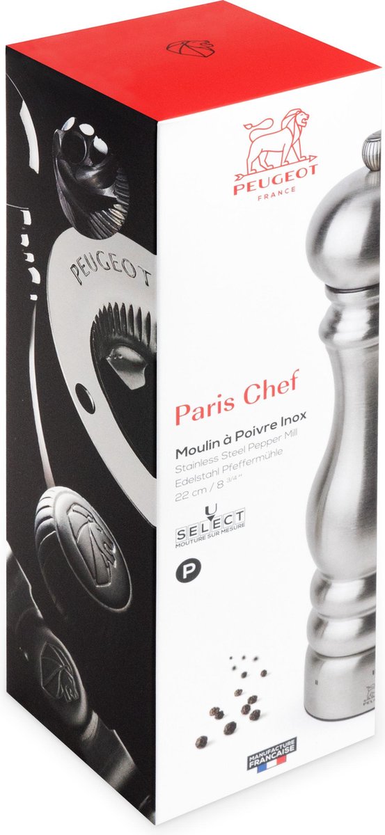 Moulin à sel Paris Chef 22cm inox Peugeot