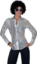 Zilveren disco seventies verkleed blouse voor dames S/M