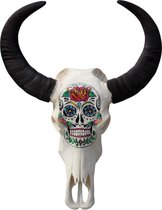 Tibetaanse Waterbuffel schedel gewei skull design hand painted XL